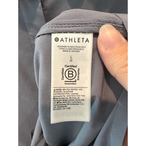 ATHLETA | Urbanite Button Front Shirt Top Gray Long Sleeve Stretch | Large - Picture 7 of 8